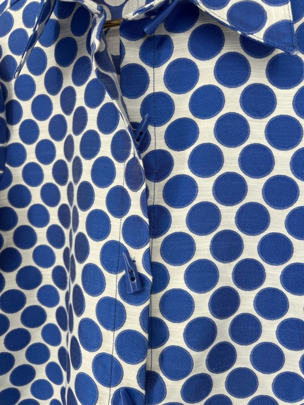 Bala Bala Jacket‎ Coat Lightweight Festive Polka Dot Blue Swing Jacket Toggle - Picture 6 of 13